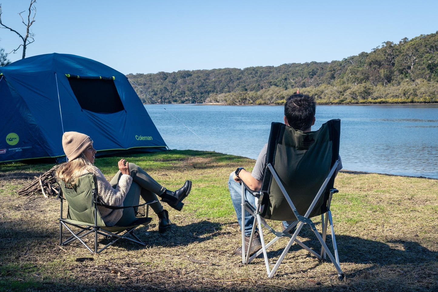 Coleman™ Quad Fold Event Swagger Chair, Extra Wide, Drink Holder, Carry Bag with Handle