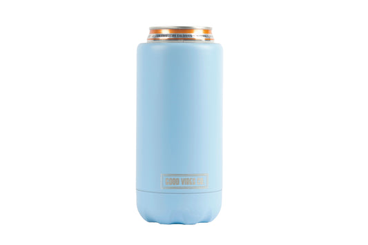 Good Vibes™ Insulated Double Wall Stainless Steel Skinny Bottle & Can Cooler - Bay Blue